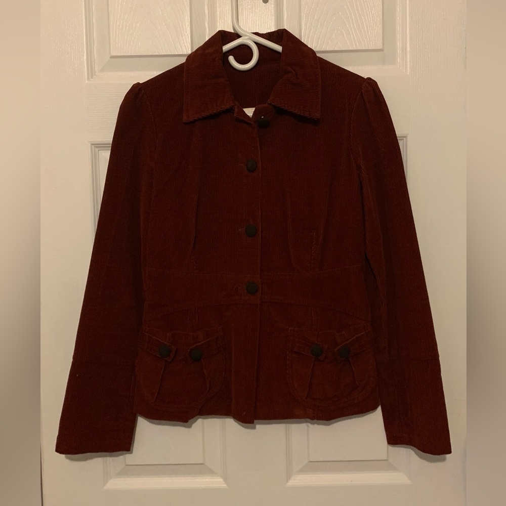 Women's Corduroy Blazer - Deep Red